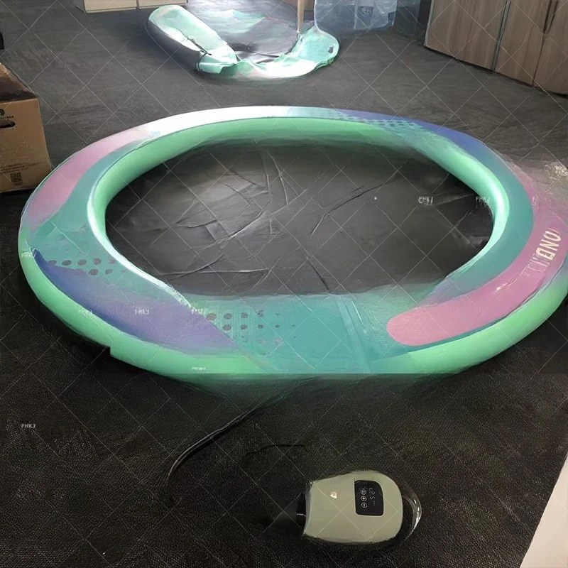 Inflatable round floating bed swimming pool floating multi-person hollow hole floating row with mesh