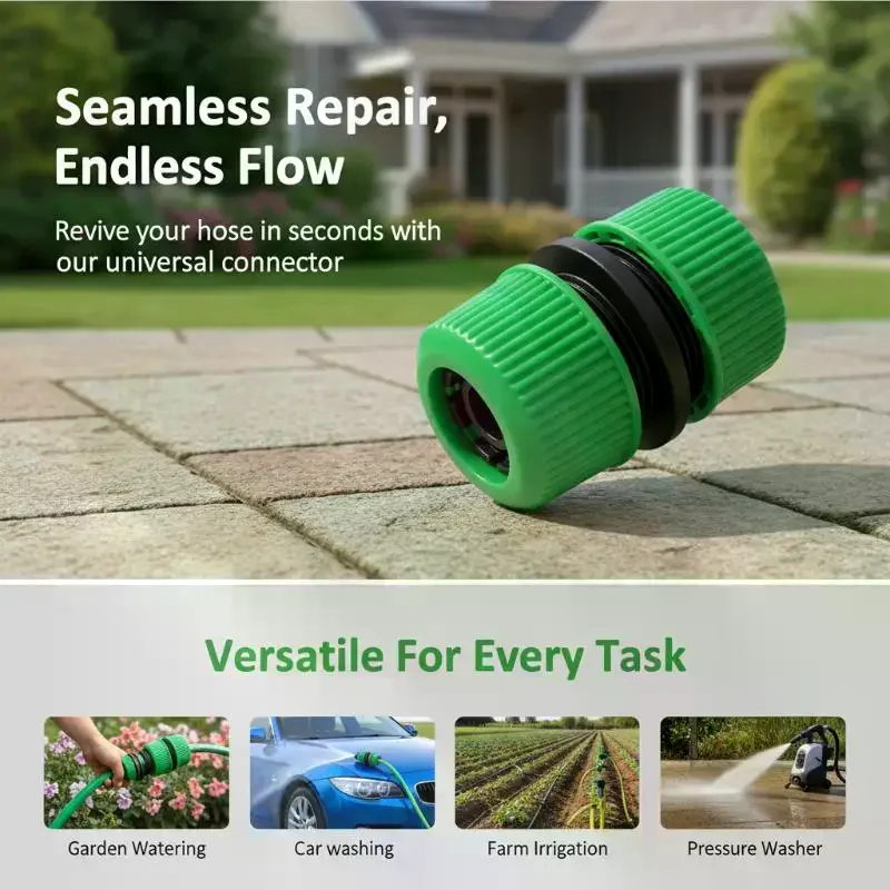 5Pcs Flexible Hose Quick Connectors, Water Pipe Extension Fittings for Garden Drip Irrigation Systems
