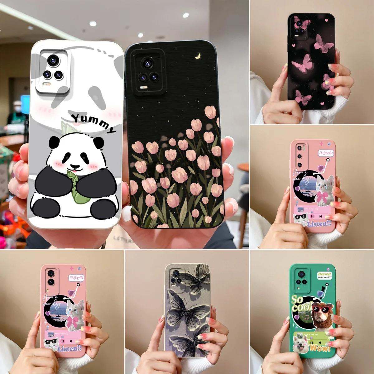 Cute Cases For VIVO V20 V20SE V21 V21E 4G 5G Phone Case Panda Shell For V21 E Funda Back Cover Soft Silicone Liquid V20 Se Coque