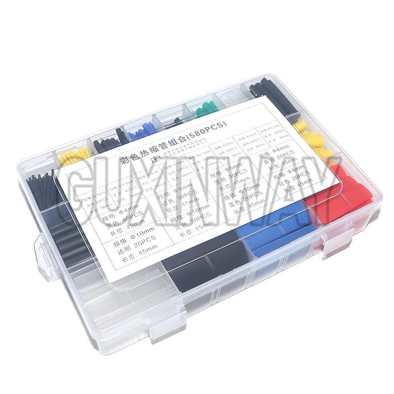 127-750pcs Heat-shrink Tubing Thermoresistant Tube Heat Shrink Wrapping Kit Electrical Connection Wire Cable Insulation Sleeving