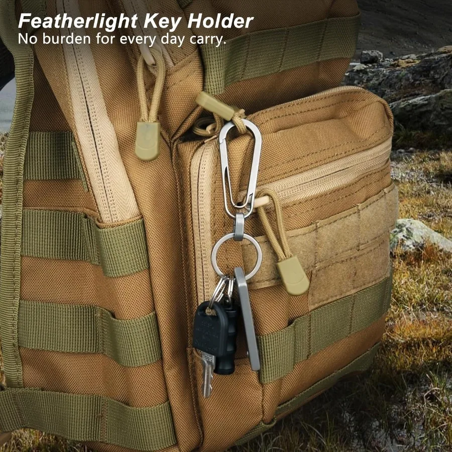 مشبك سلسلة مفاتيح من التيتانيوم مع حلقة مفاتيح 2 Ih مشبك مفاتيح صغير عالي التحمل مشبك حزام للمفاتيح