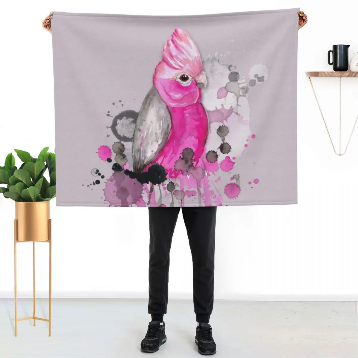 Galah cockatoo Throw Blanket Cute Plaid on the sofa Winter beds wednesday Plush For Baby Blankets
