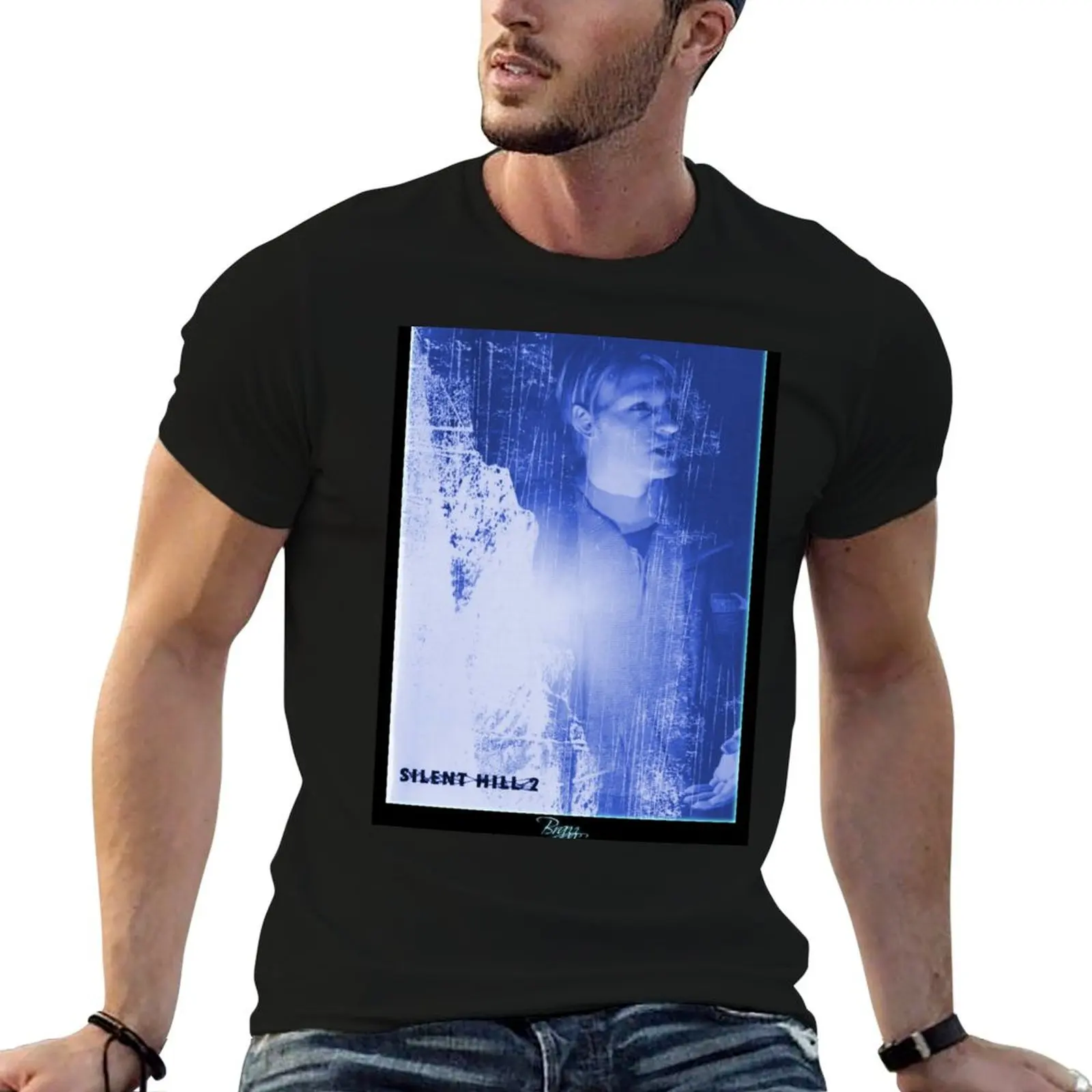 

Silent Hill 2 - James Sunderland (Frozen Blue) T-Shirt man t shirt designer t shirts for man pack white T-Shirt