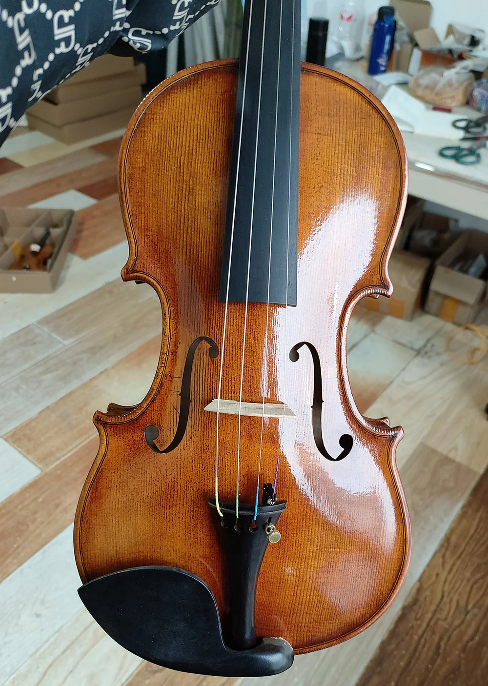 One Piece Back! Master II Level Stradivarius Violin Size 4/4 #3423 European Wood Handmade Oil Antiqued Varnish