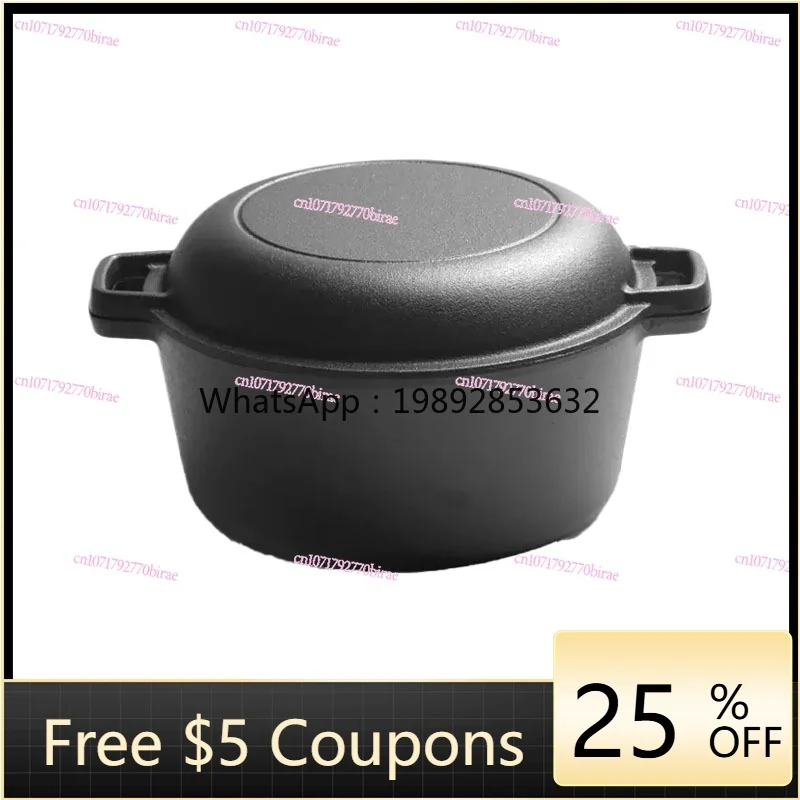 

Cast Iron Pan 26cm Dual-purpose Double-purpose Frying Saucepan Thickened Uncoated Dutch Binaural Saucepan Binaural Frying Pan