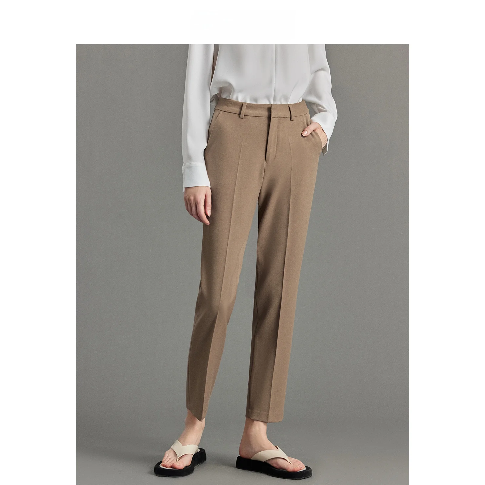 

LeLenth High Waist Casual Women's Pants Draping Thickened Straight Leg Smoke Tube Pants Spring Autumn Seasonal Fashion