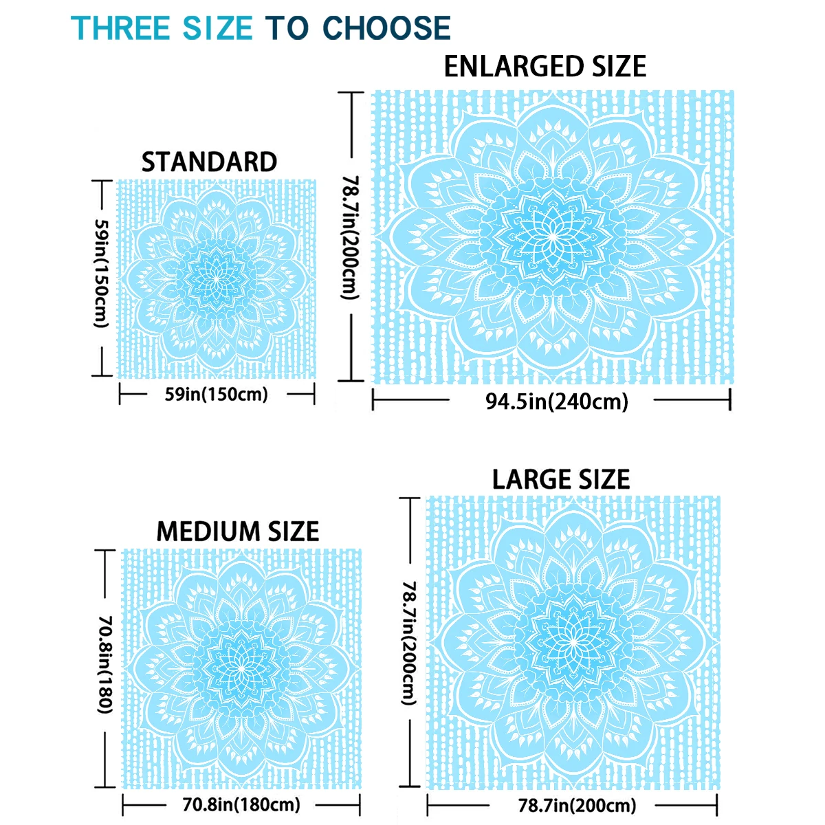 1Pc Light Blue Floral Pattern Design Camping Mat, Outdoor Waterproof and Sandproof Digital Printed Beach Picnic Mat/Beach Towel, Suitable for Outdoor Camping and Picnics view 6