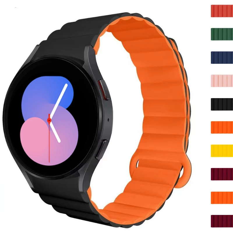 Magnetic silicone loop strap For Samsung Galaxy watch 7 6 5 4 40mm/44mm 45mm adjusting wristband Watch 6 4 Classic 47mm 42/46mm