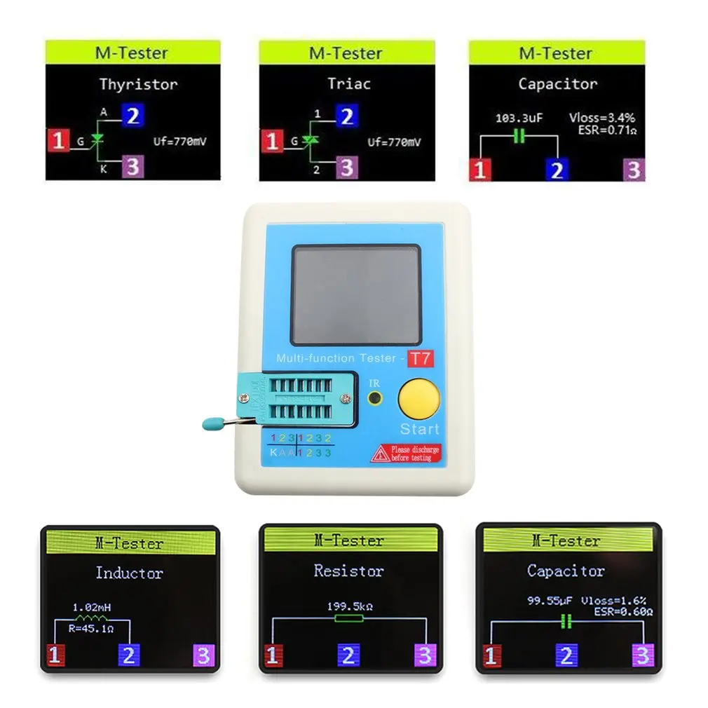 LCR-T7 Transistor Tester TFT Diode Triode Capacitance Meter LCR ESR Meter NPN PNP MOSFET IR Multifunction Tester