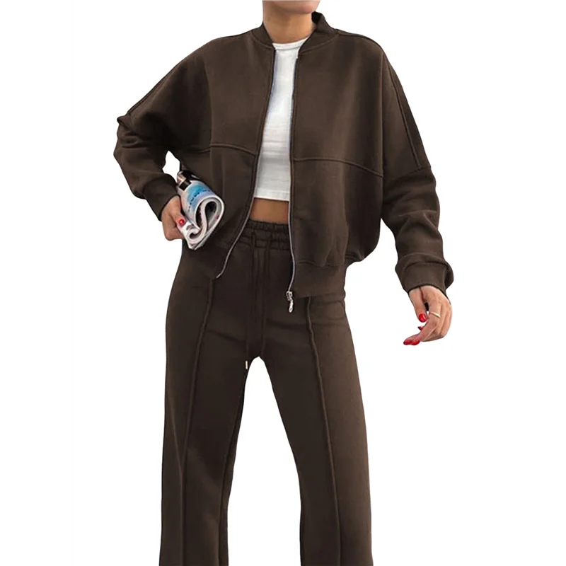 CYL-Lounge Set da donna Tuta da ginnastica Completi da 2 pezzi Felpa con pantaloni sportivi a gamba larga Set coordinato