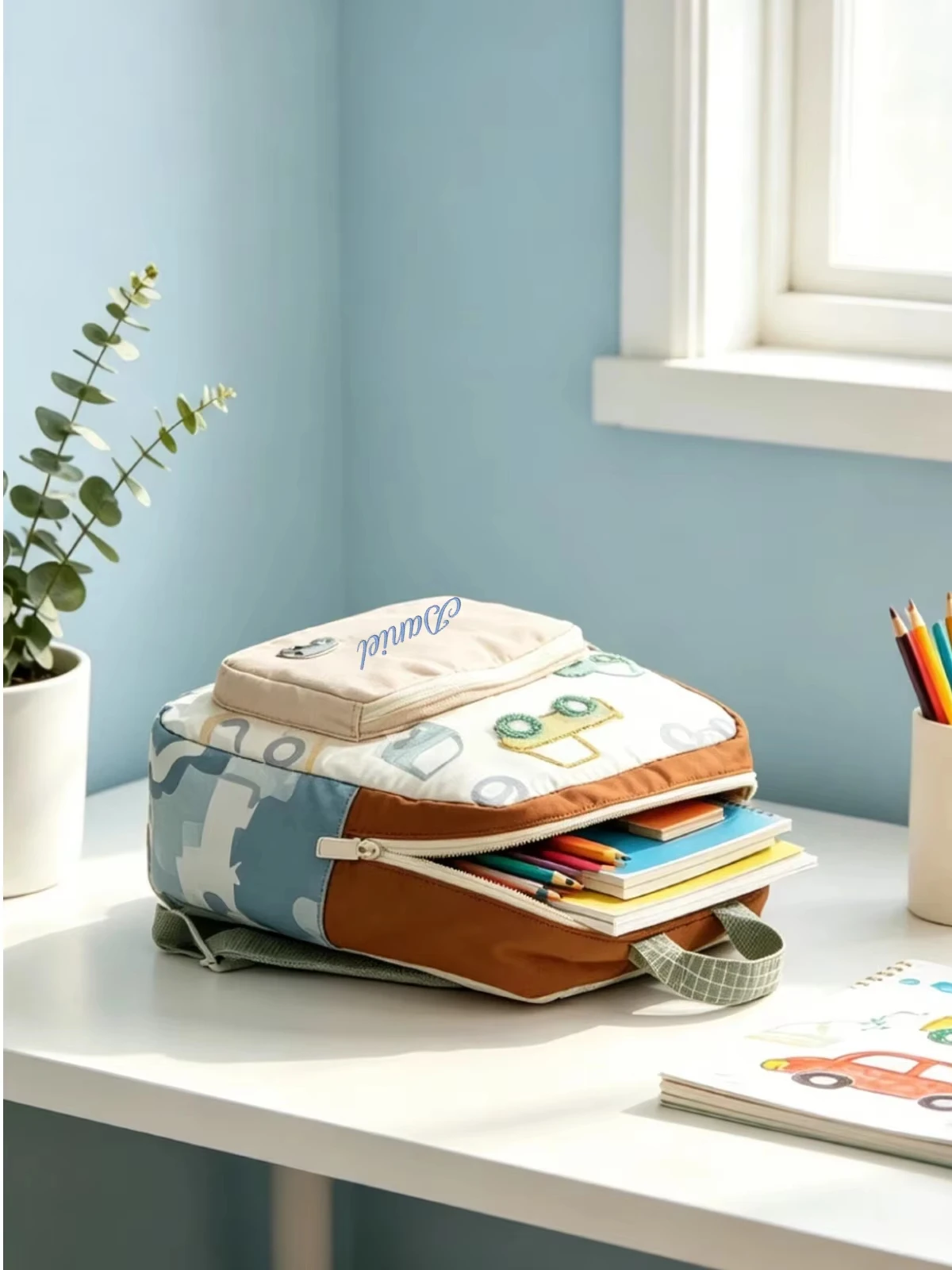 Bestickter Kindergartenrucksack mit Namen für Kinder, personalisierter Schulrucksack, Geschenk zum Schulanfang für Jungen und Mädchen im Vorschulalter – Detail 4