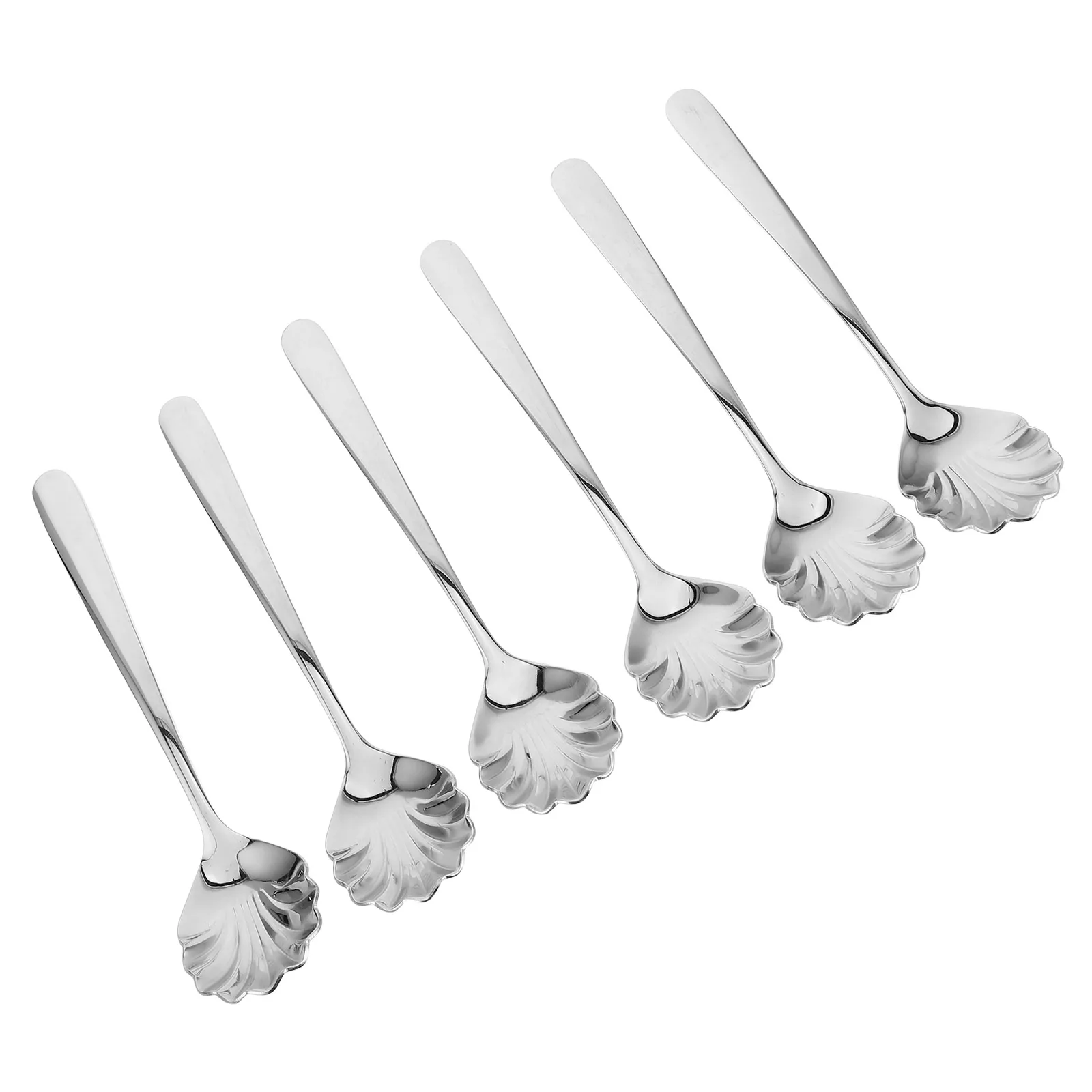 

6pcs Coffee Spoons Stainless Steel Shell Shape Ice Cream Vintage Coffee Spoon Stirring Vintage Teaspoons Seashell Scallop