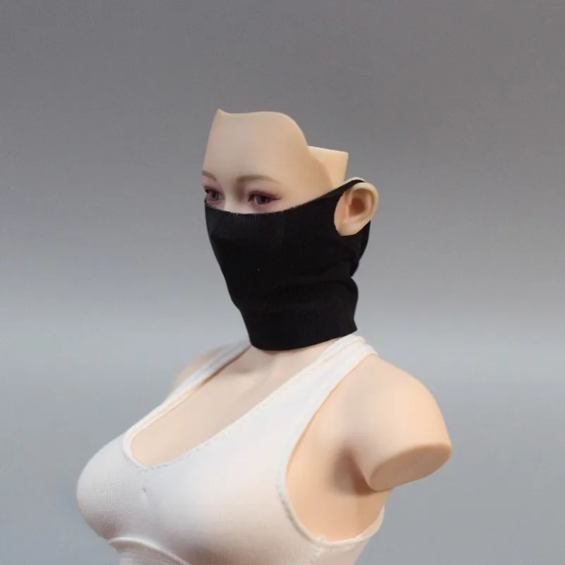 1/6 스케일 패션 블랙/화이트 여성 바이저 Icesilk 마스크 스카프 인형 의류 액세서리 모델 12 인치 장난감 피규어 바디