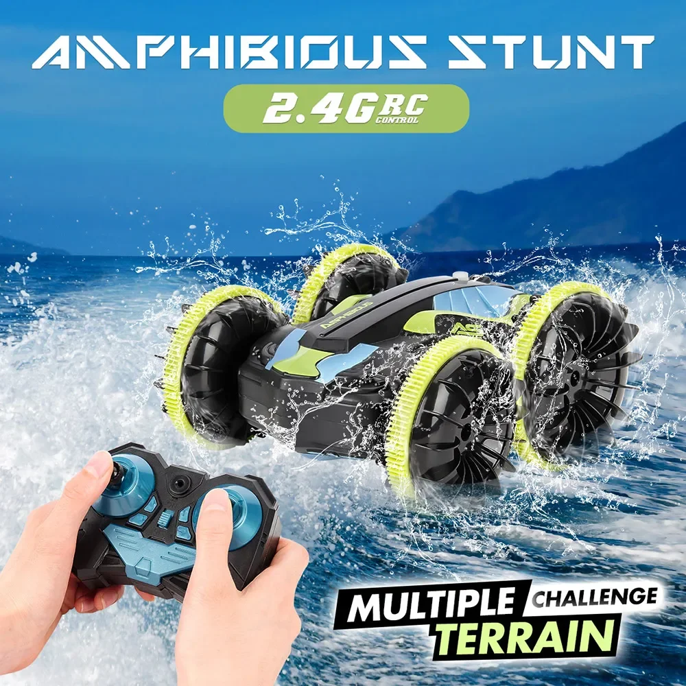 

Amphibious Double-Sided Flip RC Car, 2.4G Stunt Drift Vehicle, Waterproof Outdoor Toy Gift for Boys & Active Kids Carro Controle