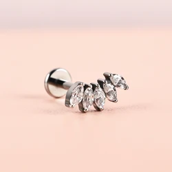 1 Titanium G23 Precision Carved Zircon Inlaid Inner Tooth Puncture Lip Nail