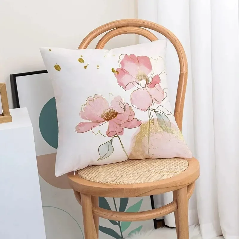موضة الأزهار غطاء الوسادة الشمال نمط أريكة كيس وسادة ديكور المنزل Ins نمط الطرف الديكور المفروشات الناعمة لا إدراج 1 قطعة #5