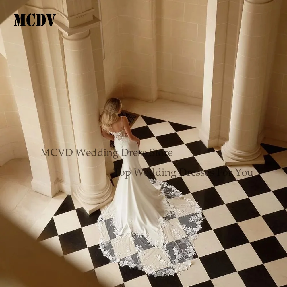 MCDV 우아한 웨딩 드레스 스파게티 스트랩 레이스 아플리케 인어 Vestidos De Novia Sweetheart 2025 절묘한 신부 가운