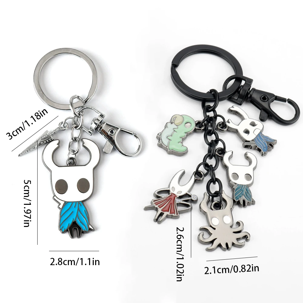 Portachiavi con personaggi in metallo Hollow Knight Il cavaliere Polpo Grub Hornet Portachiavi con ciondolo per donna Uomo Portachiavi Gioielli