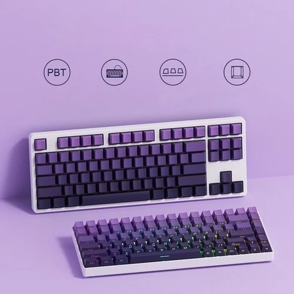 Imagem -02 - Teclas Roxo Gradiente Keycaps Cereja Altura Pbt Sublimação Térmica Faça Você Mesmo para 61 87 98 104 108 Teclas Teclado Mecânico 131