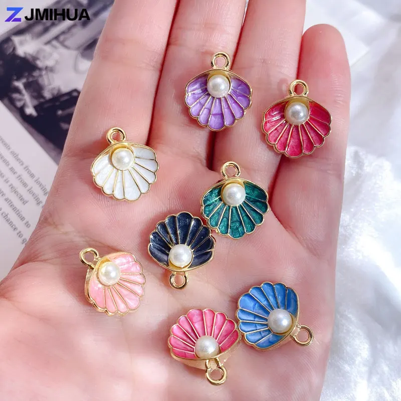 15pcs Pearl Shell Charms Pendants Enamel Charm For Jewelry Making Supplies DIY Handmade Earrings Anklets Bracelets Accessories