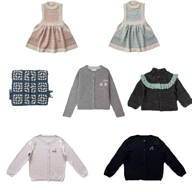 Girls Knitted Sweater 2026 Fall Winter New Printed Fashion Kids Sweater Cotton Sweet Fixed Dyeing Wool Vest Girls Knitted Vest