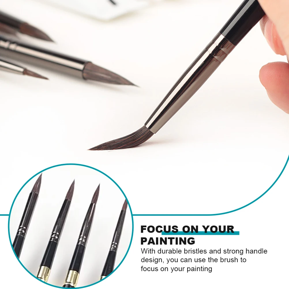 

7 Pcs Suite Removable Metal Pencil Rod Wolf Hair Brush Student Watercolor Paint Brushes Filbert
