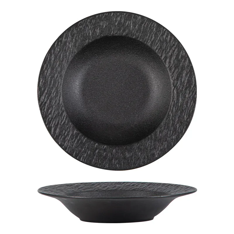 high value simple ceramic plate dinner plate vegetable  high-end restaurant household wholesale round  plate straw hat