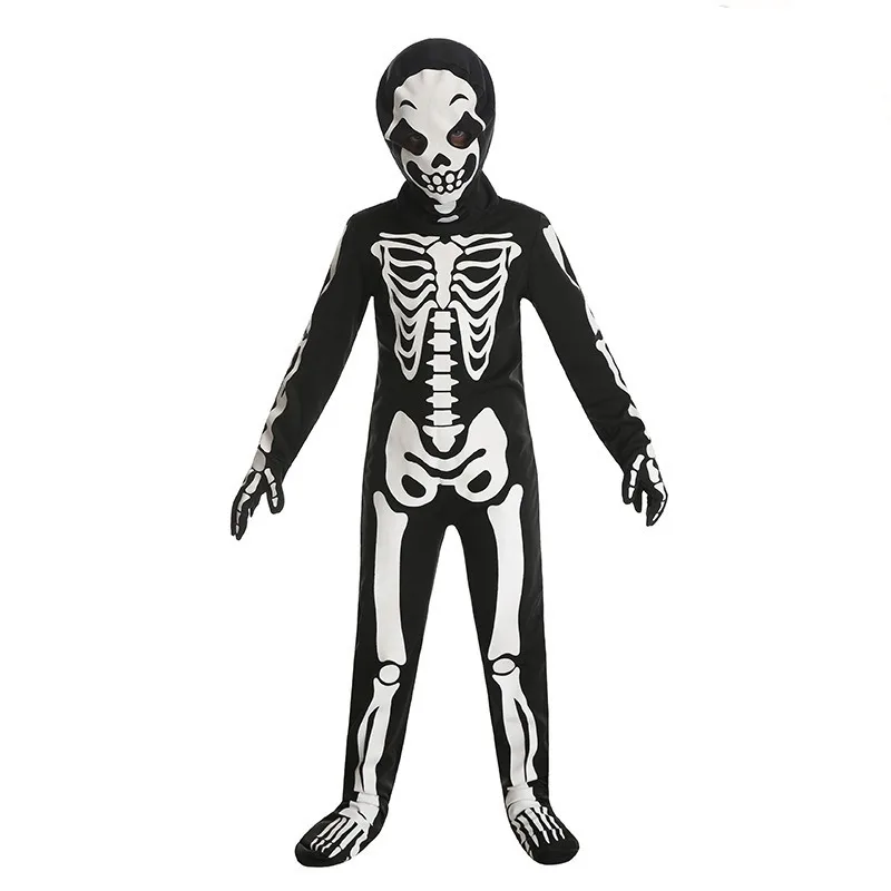 Halloween Kids Scary Costumes Glow In The Dark Printed Skeleton Ghost Jumpsuit Children Carnival Party Spooky Horror Jumpsuit