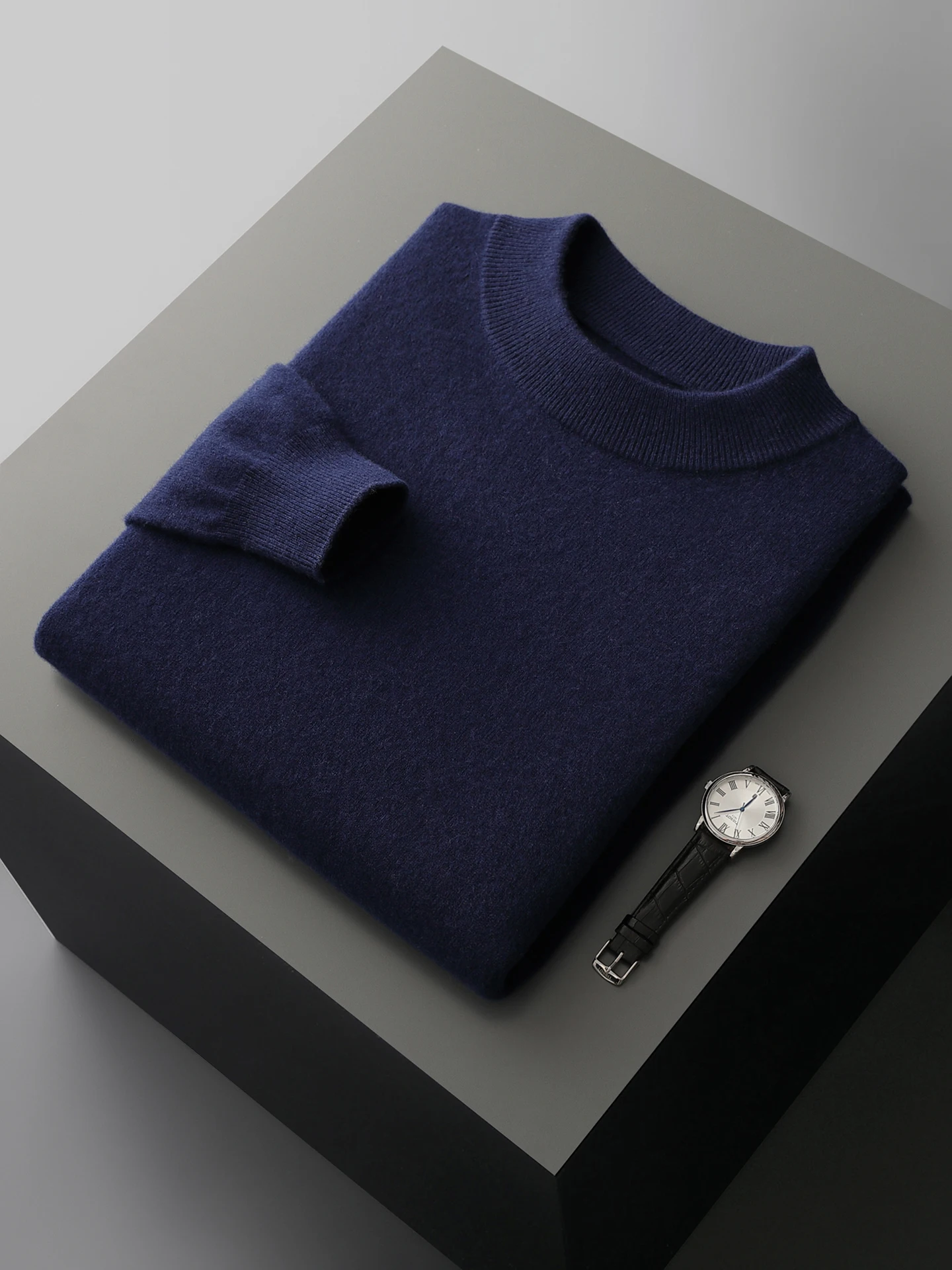 Smart Casual Autumn Winter Man Sweater Basic 100% Merino Wool Knitwear Mock Neck Pullover Men Cashmere Long Sleeve Clothing Tops
