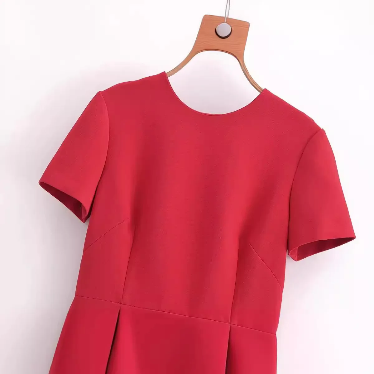 Falda corta de una pieza para mujer, pantalón corto con espalda descubierta y cuello redondo, color rojo liso, estilo Retro e informal, a la moda,