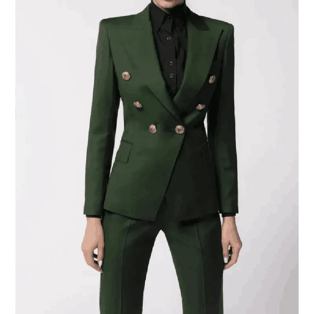

New Dark Green Office Lady Women Suits Slim Fit Blazer Leisure Party Custom Made Jacket Outfit Wedding Daily Wear 2 Pieces Set