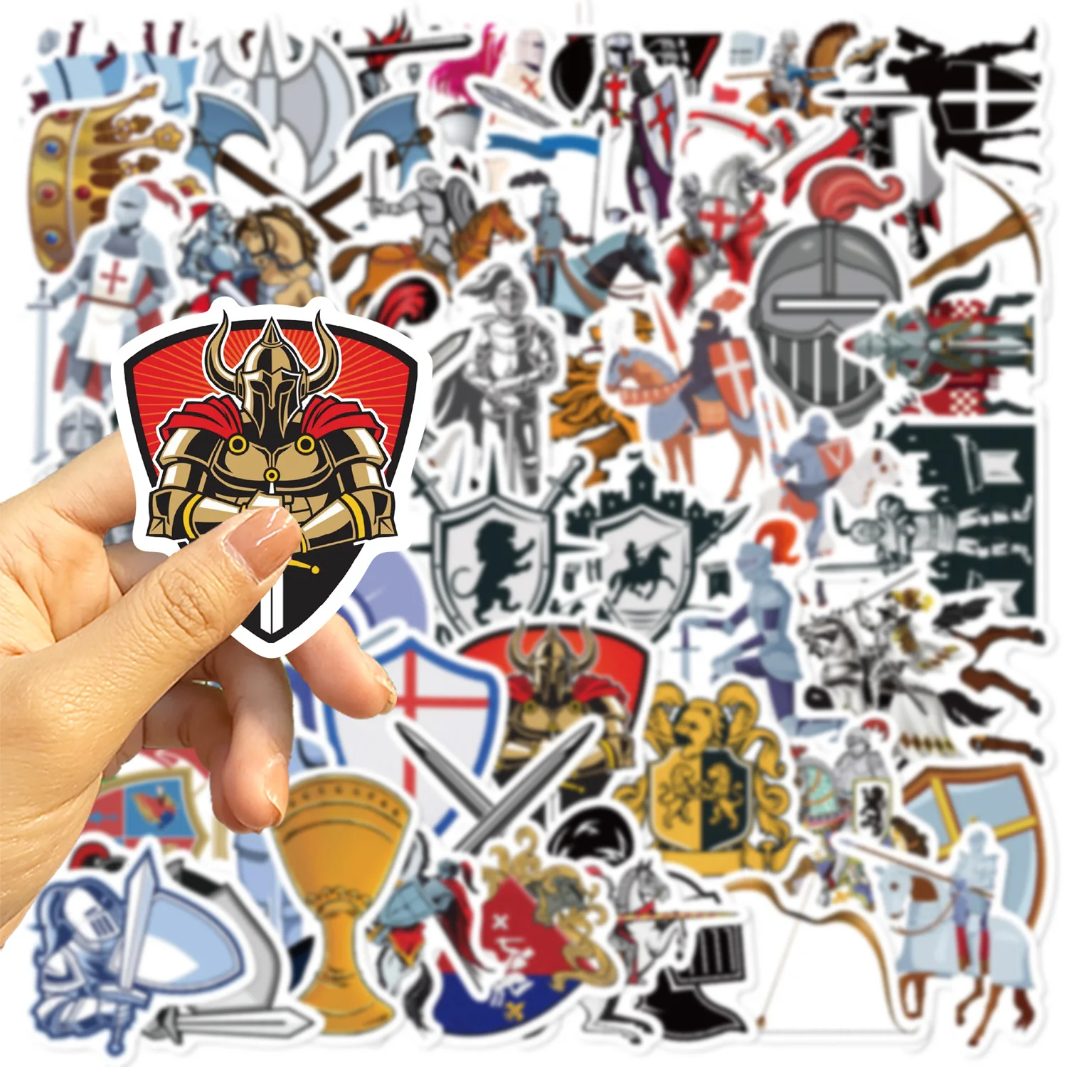 50Pcs Medieval Knight Graffiti Stickers Crusader Templar Waterproof DIY Decals for Scrapbooking Phone Luggage Skateboard