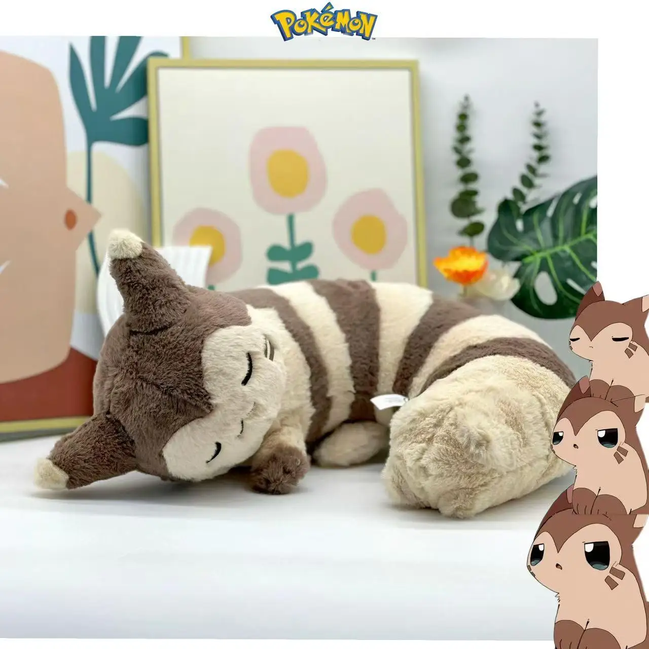 

Pokemon Plush Sleepy Furret Plush Kawaii Pikachu Sentret Stuffed Doll Anime Room Decor Office Nap Furret Pillow Toys Gifts