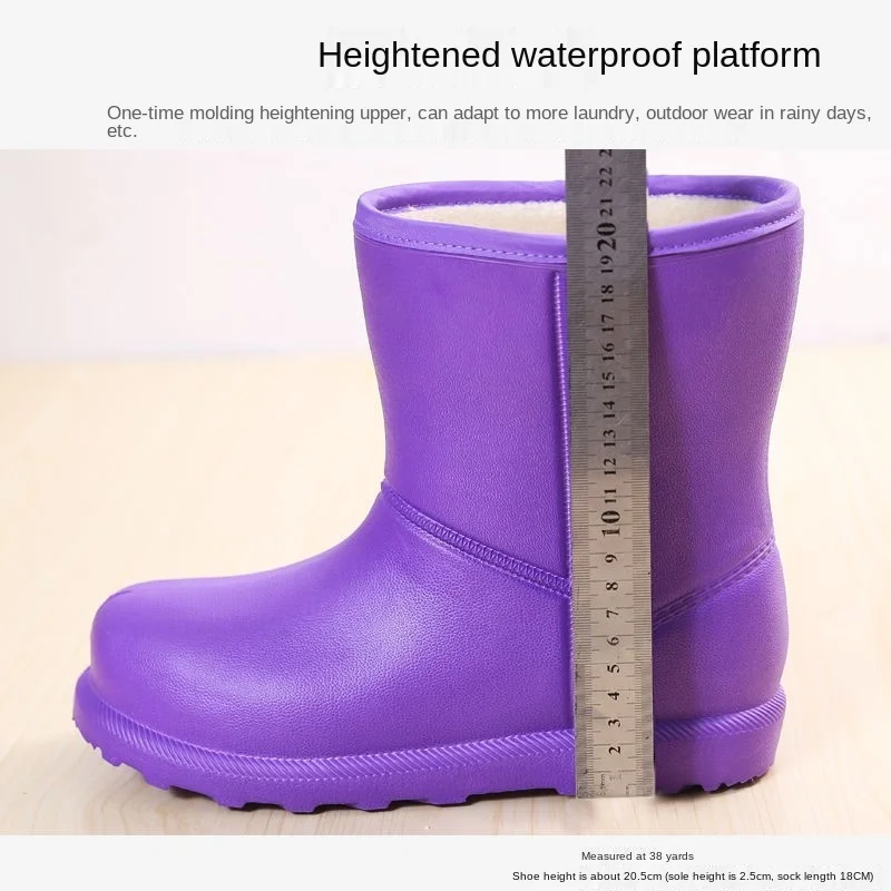 Comemore Plush Snow Boots Woman Winter 2022 New Warm Waterproof Rain Water Boot EVA Integrated Shoes Kitchen Work Shoe Galoshes