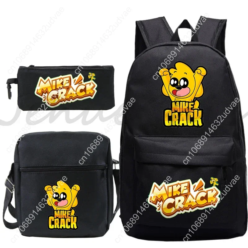 Mikecrack School Backpack 3pcs/set Students Boys Girls Anime Knapsack Children Zipper Schoolbag Shoulder Bag Pencil Case gift