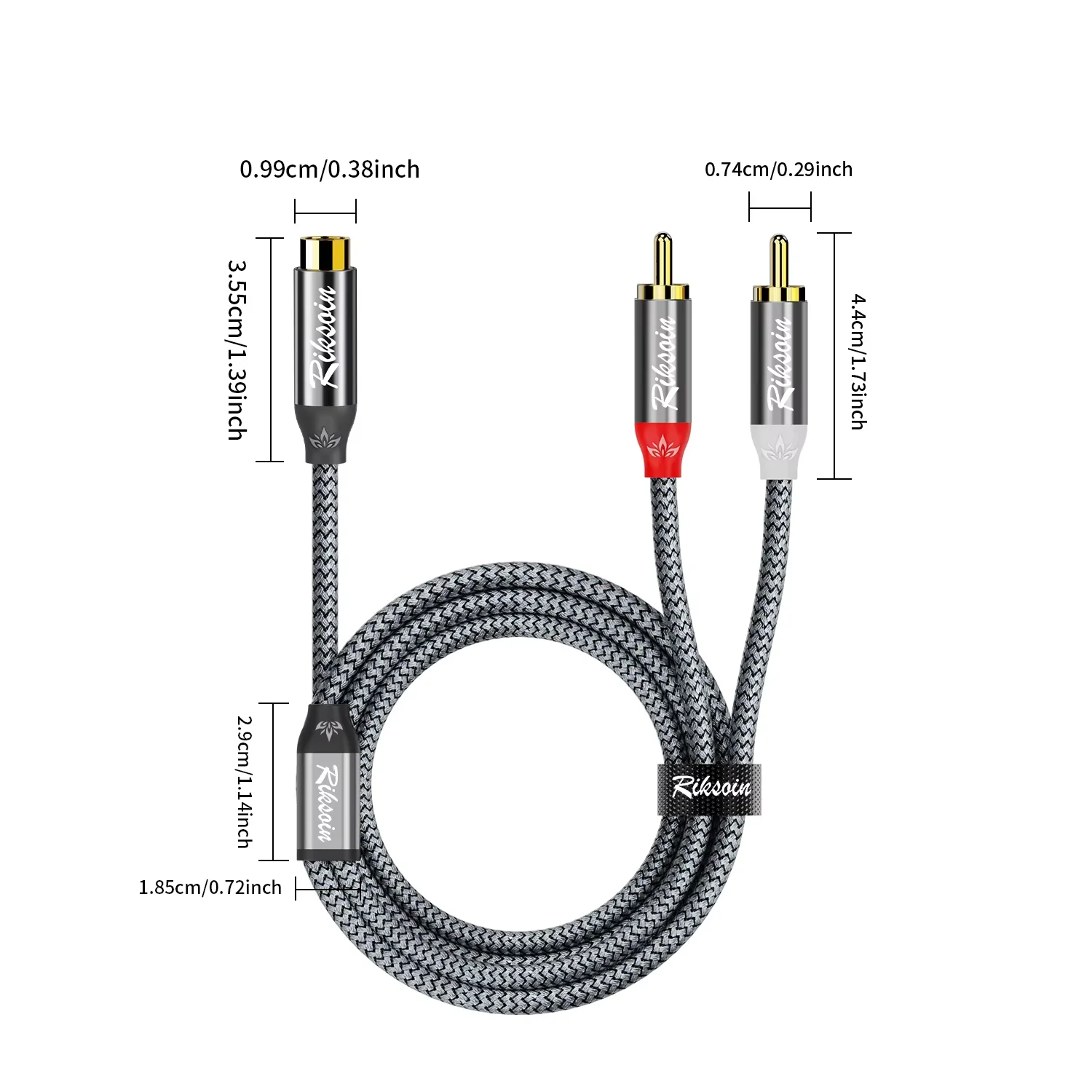 RIKSOIN RCA To 2RCA Splitter (Female To Dual Male) RCA Y-Shaped Splitter, Audio And Video Cable Adapter Can Be Used For Mobile