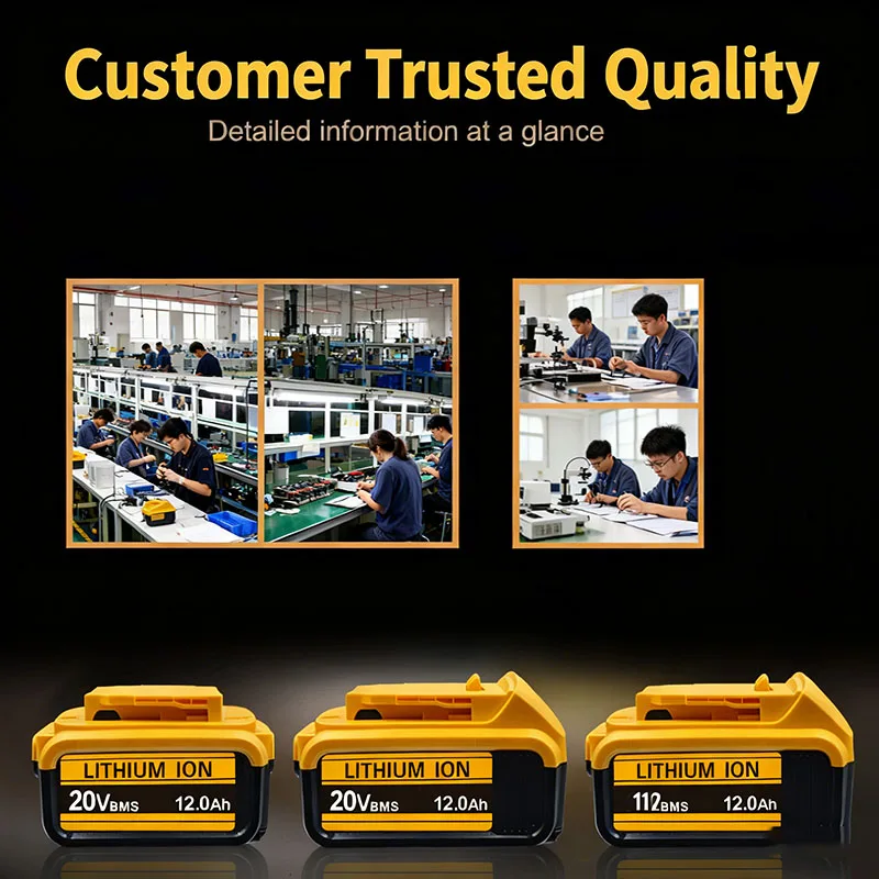 Originální pro Dewalt 20V baterie, pro Dewalt 3AH/6AH/8AH lithium-iontové baterie, pro Dewalt DCB206 náhradní baterie pro elektrické nářadí - náhled 2