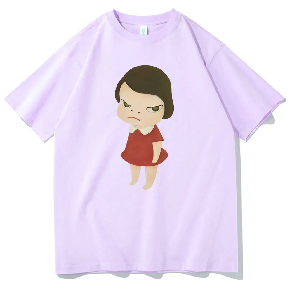 Yoshitomo Nara Red Dress Girl Graphic Print Tshirt Men Women Fashion Cartoon Harajuku T-shirts Male Cute Funny Oversized T Shirt