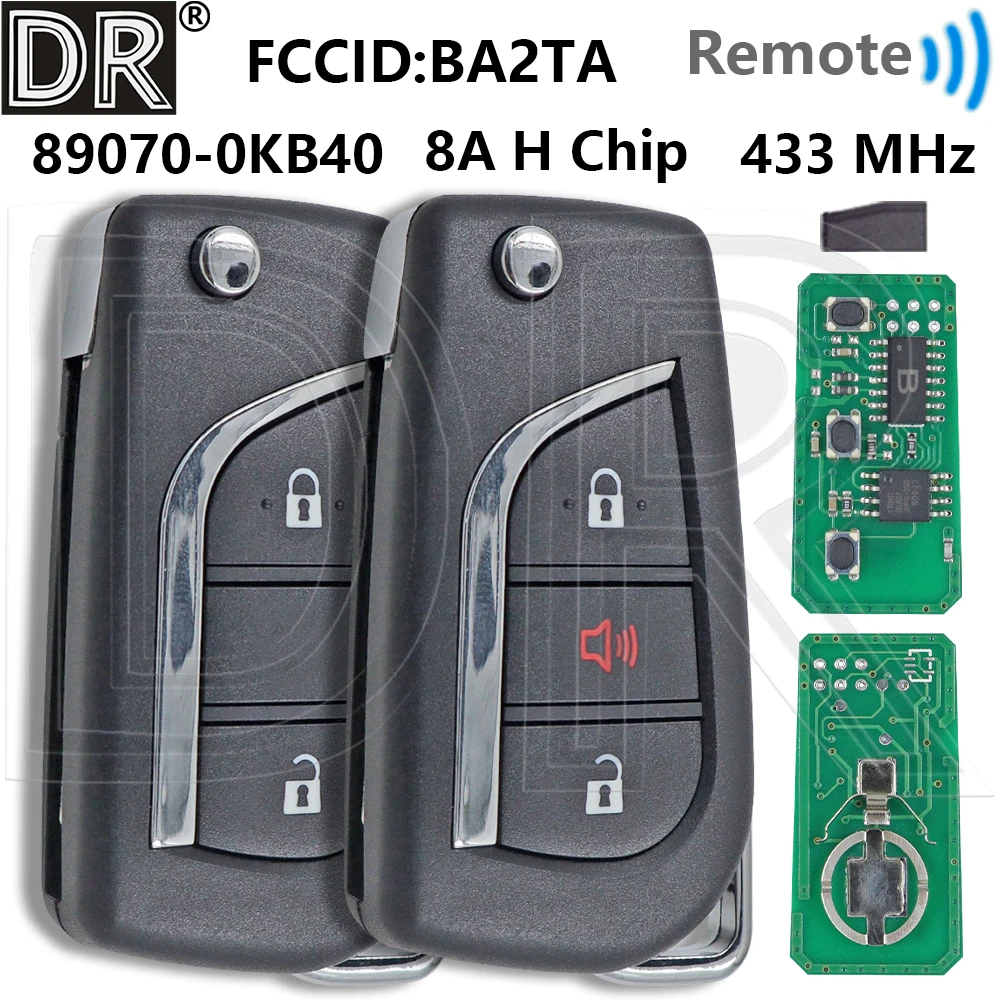 

Great BA2TA 89070-0KB40 433MHz 8A Chip FLip Car Remote Control Key For Toyota Hilux RAV4 Yaris Cross 2015 - 2020