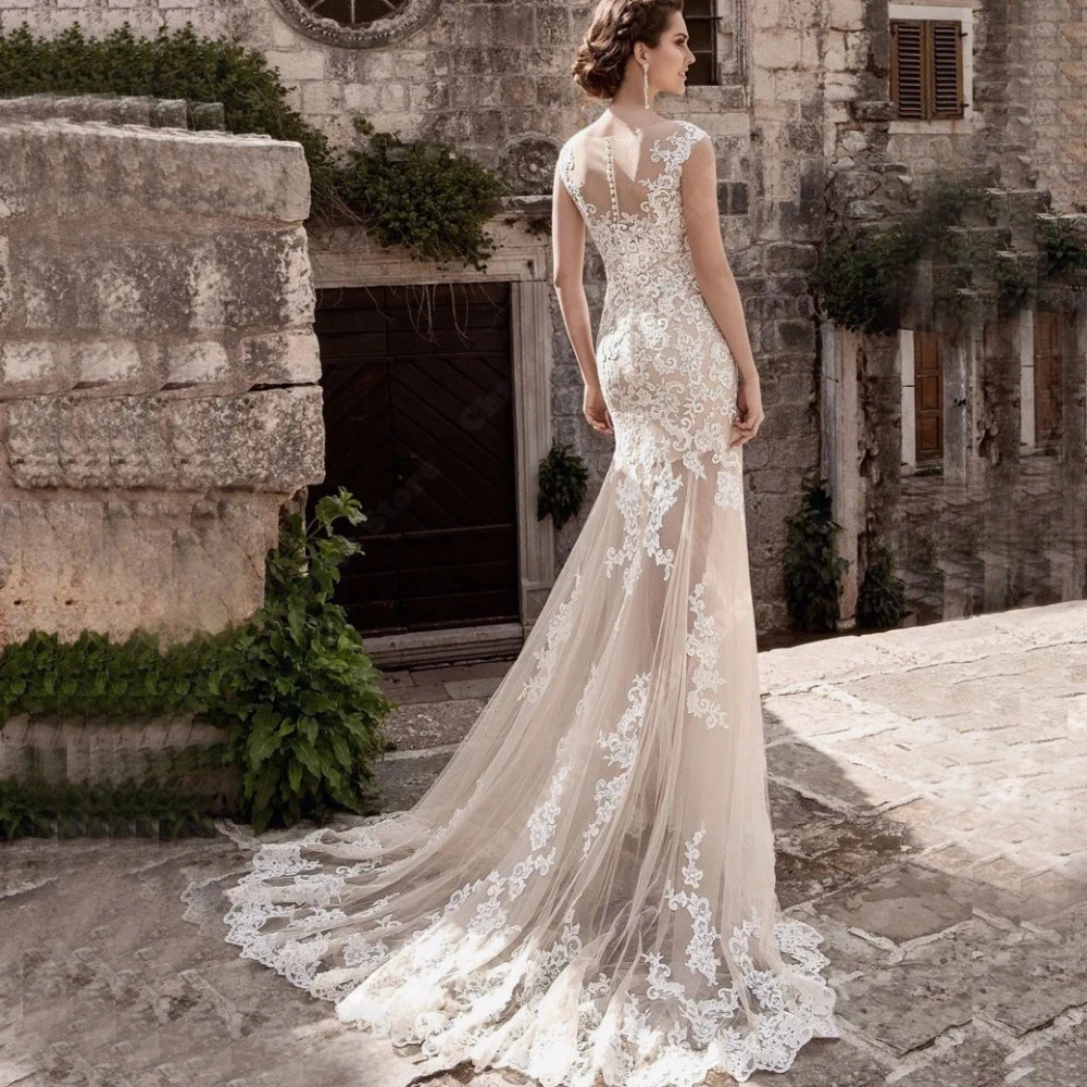 Vestido De Novia De lujo con dobladillo blanco extraíble, apliques De encaje, Vestidos De Novia Sexy De alta calidad, longitud De fregado De sirena