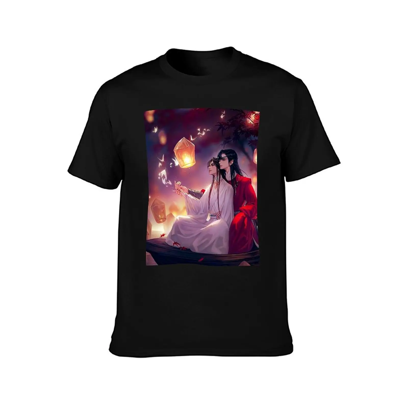 Blessing Official from heaven Butterflies and lanterns T-Shirt Basic Crew Neck Short Sleeve Top T-Shirt