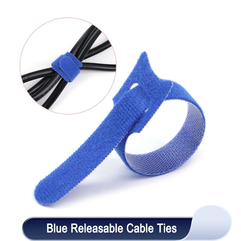 

Releasable Cable Ties Plastics Fastening 15 20 25 30cm Blue Nylon Hook Loop Straps Wrap Zip Bundle Bandage Tie Wire Organizer
