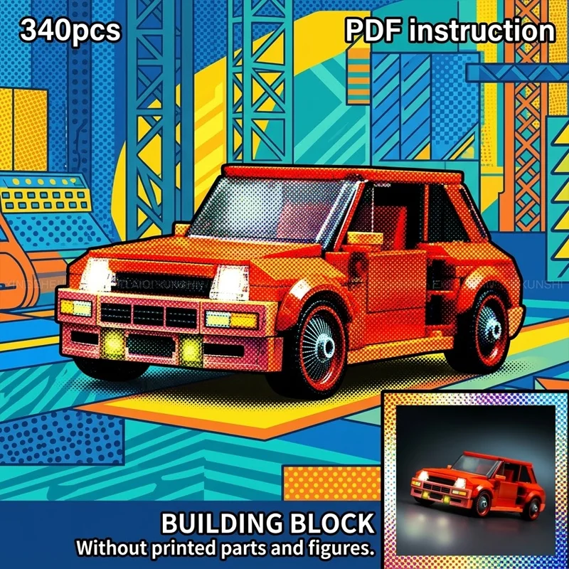 

Конструктор MOC Classic: Ретро-автомобиль для ралли 80-х годов, оранжевый, 8-широкий, гоночный, для взрослых коллекционеров, модель из кирпичиков
