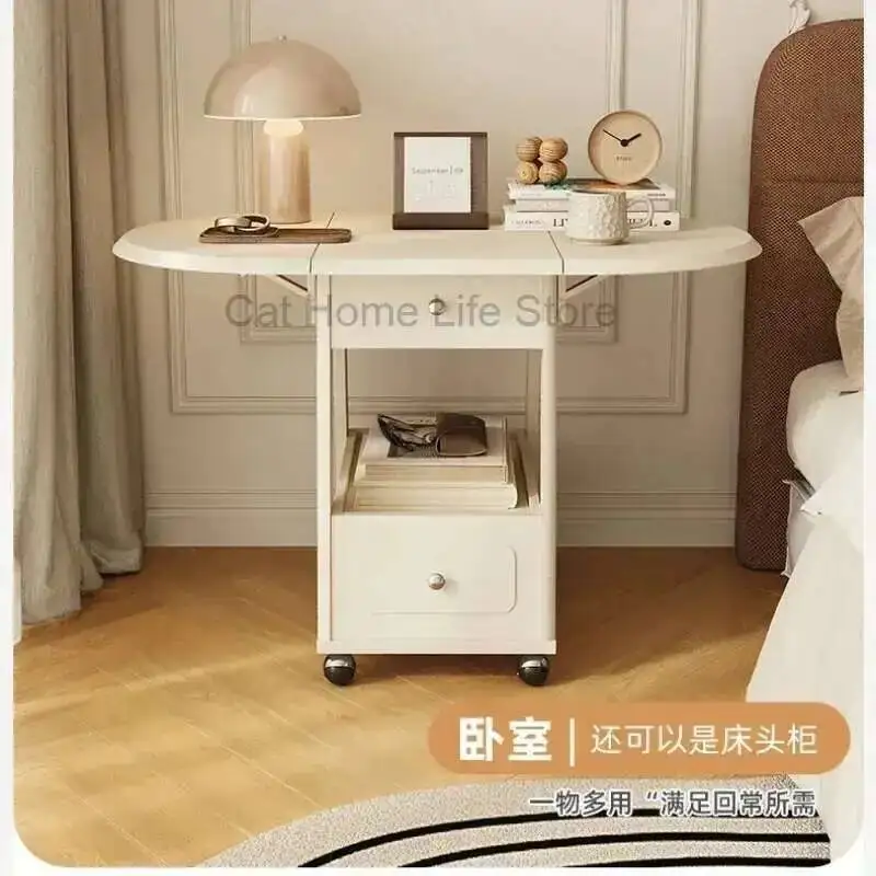

Coffee Living Mobile Table, Coffee Room, Table, Small Unit Square Edge Table, Adjustable Solid Wood Folding Multifunctional Cart