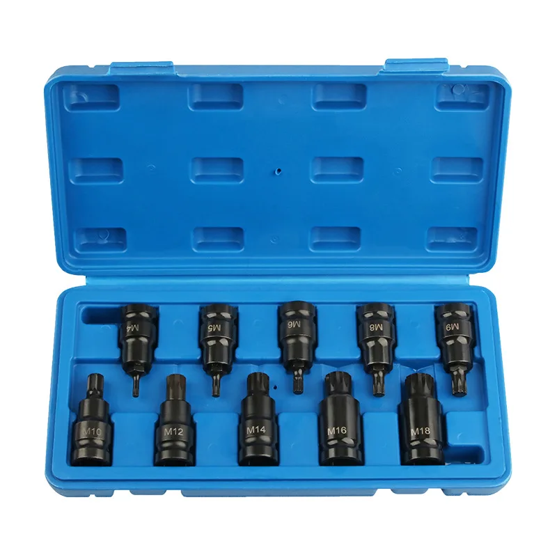 

10Pcs 12-angle Screw Socket 1/2" Large Air Gun Hexagonal Socket Wrench For Electric Tool Ratchet Wrench M Type Sleeve Kit