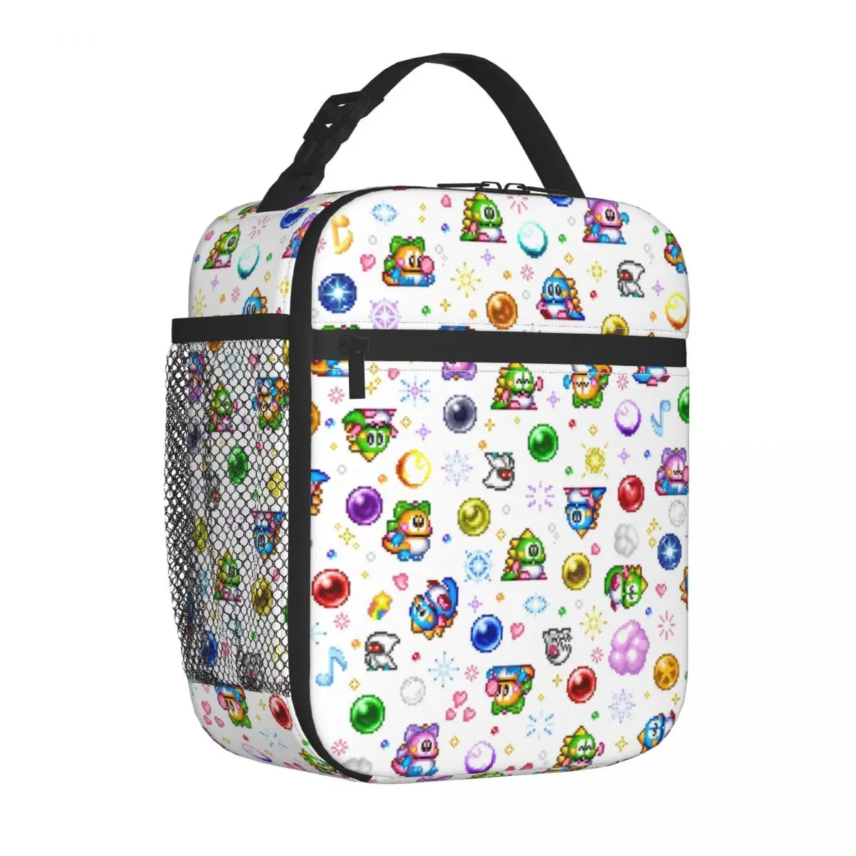 Fighting Games Bubbles Bobble Insulated Lunch Bag for School Office Waterproof Thermal Cooler Bento Box Women Kids