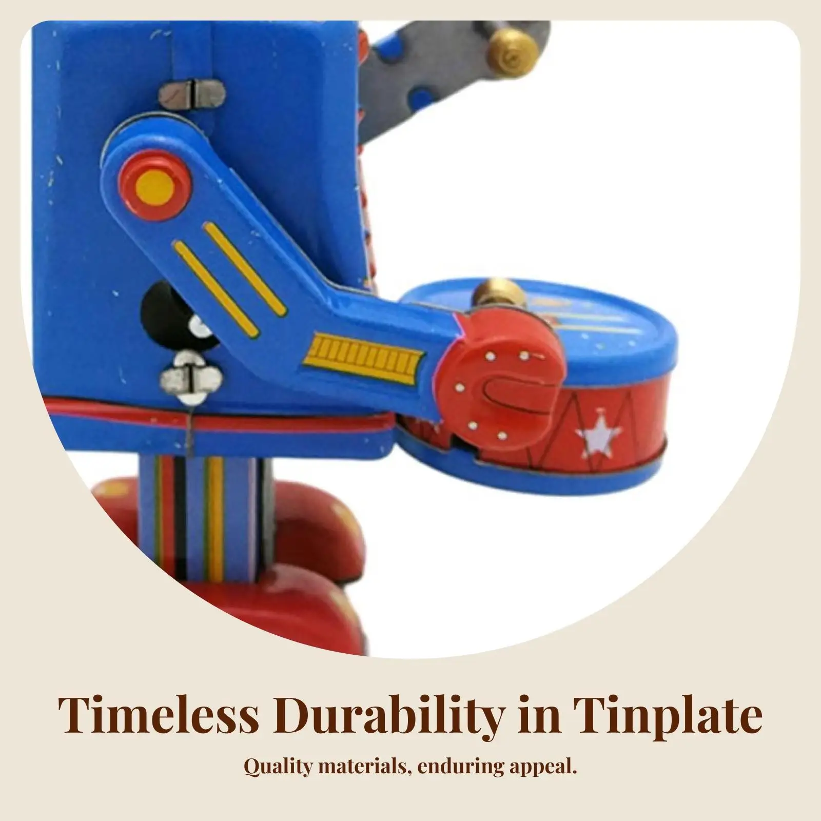 خمر يختتم الطبول لعبة روبوت صفيح العتيقة الرجعية لعبة ميكانيكية للأطفال الأولاد ديكور الطاولة #5