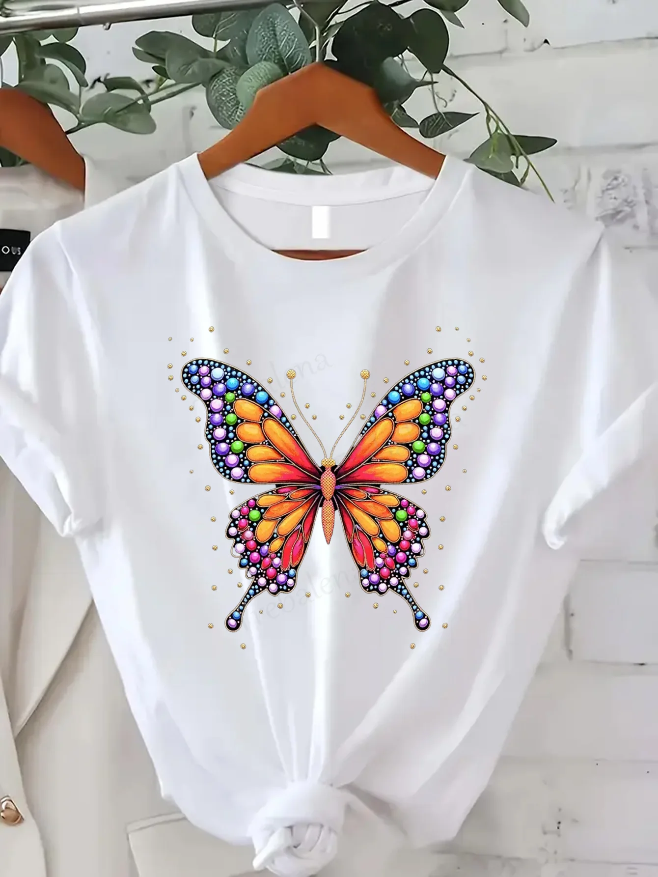 Women T-shirt Colorful Butterfly Print T-Shirt for Women, Casual Summer Top, Trendy & Sexy Style