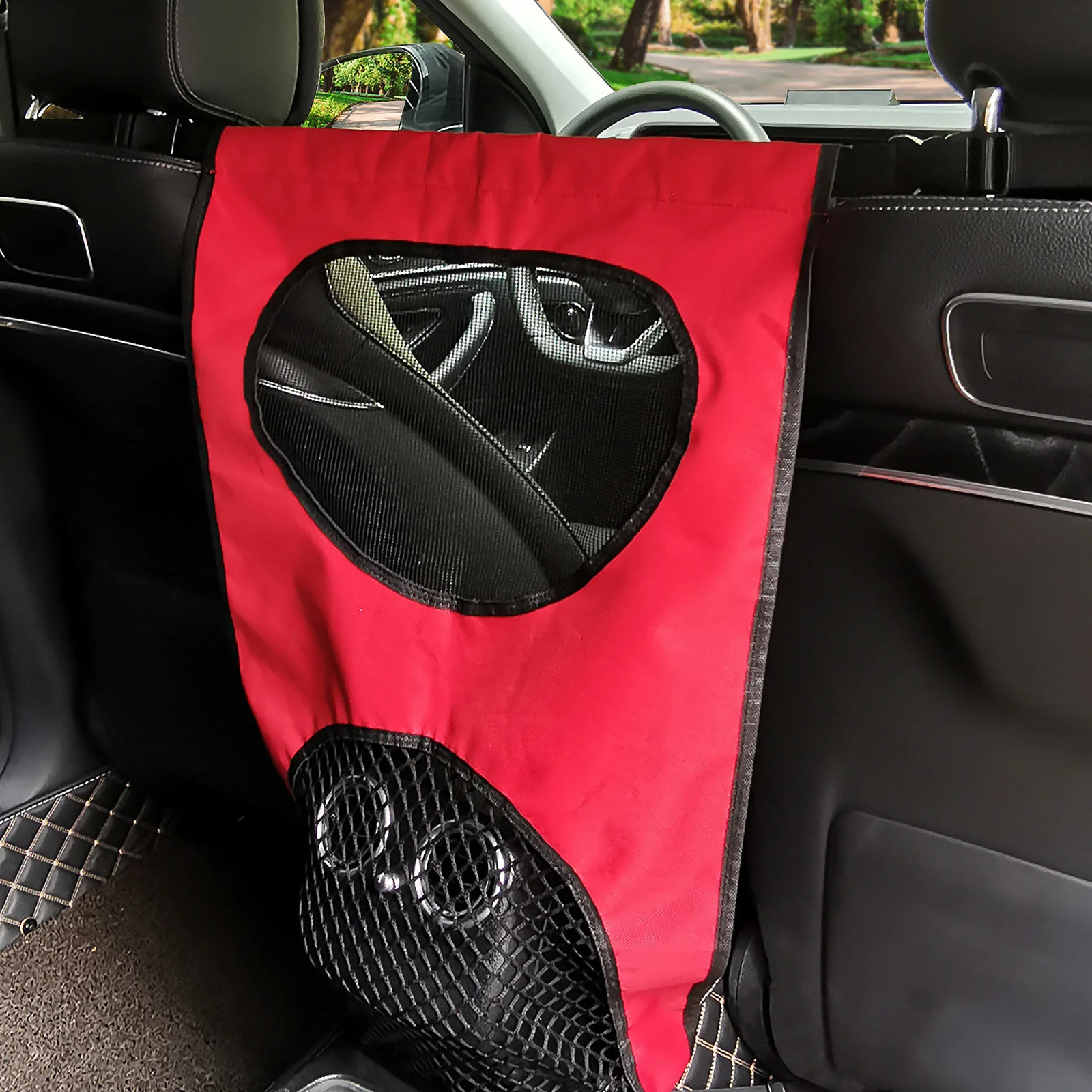 

Car Mesh Pet Barrier Heavy-Duty Nylon Backseat Guard Net Adjustable Dog Vehicle Barrier Dog Net for Car Pet Isolation Mesh