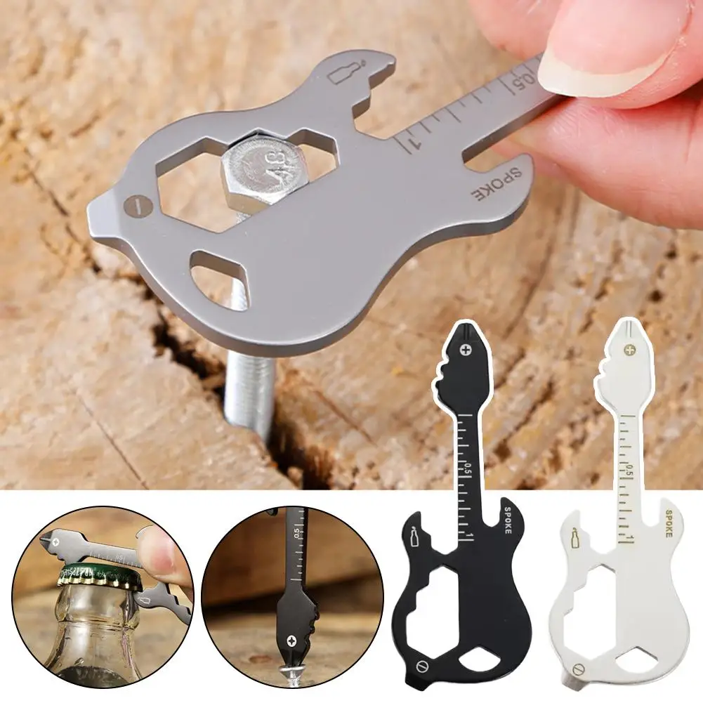 Stainless Steel Multi Tool Keychain Pocket Size Bottle Opener Screwdriver Wrench Ruler Tactical Gear Gadget Gift Organizer